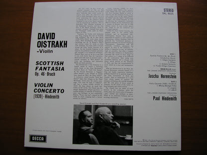 BRUCH: SCOTTISH FANTASIA / HINDEMITH: VIOLIN CONCERTO   OISTRAKH / LONDON SYMPHONY / HORENSTEIN   180gm    SXL 6035