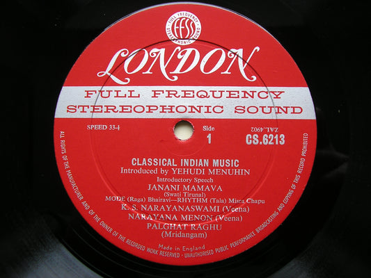 CLASSICAL INDIAN MUSIC   NARAYANASWAMI / MENON / RAGHU / MENUHIN     CS 6213