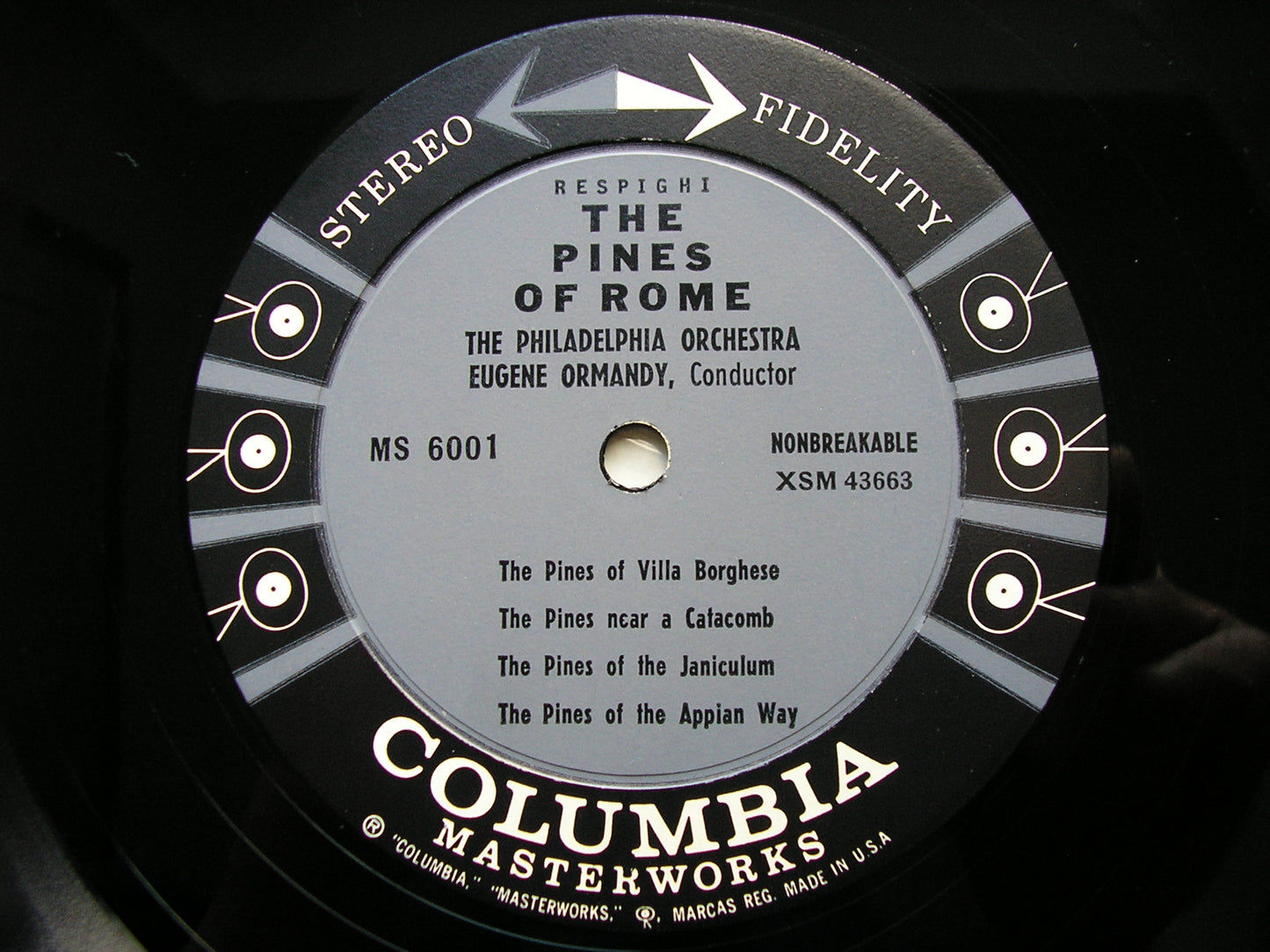 RESPIGHI: PINES OF ROME / FOUNTAINS OF ROME    ORMANDY / PHILADELPHIA ORCHESTRA   MS 6001