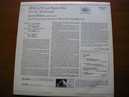 BERLIOZ: LES NUITS D'ETE / RAVEL: SHEHERAZADE JANET BAKER / NEW PHILHARMONIA / SIR JOHN BARBIROLLI      ASD 2444