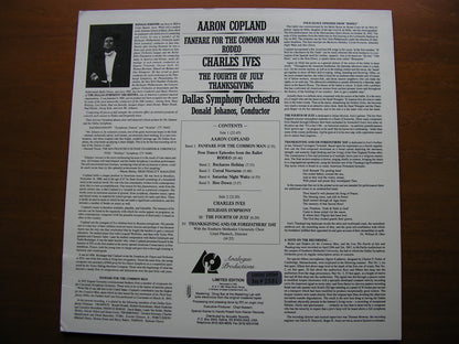 COPLAND: FANFARE / RODEO / IVES: HOLIDAYS SYMPHONY   JOHANOS / DALLAS SYMPHONY     APC 004