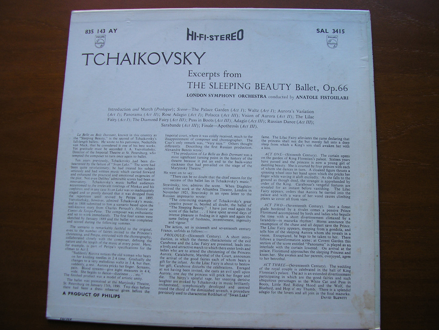 TCHAIKOVSKY: SLEEPING BEAUTY Excerpts     FISTOULARI / LONDON SYMPHONY  SAL 3415