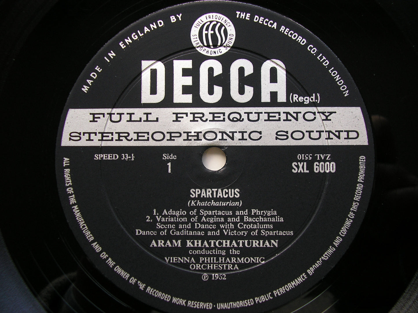 KHACHATURIAN: SPARTACUS / GAYANEH    ARAM KHACHATURIAN / VIENNA PHILHARMONIC   SXL 6000