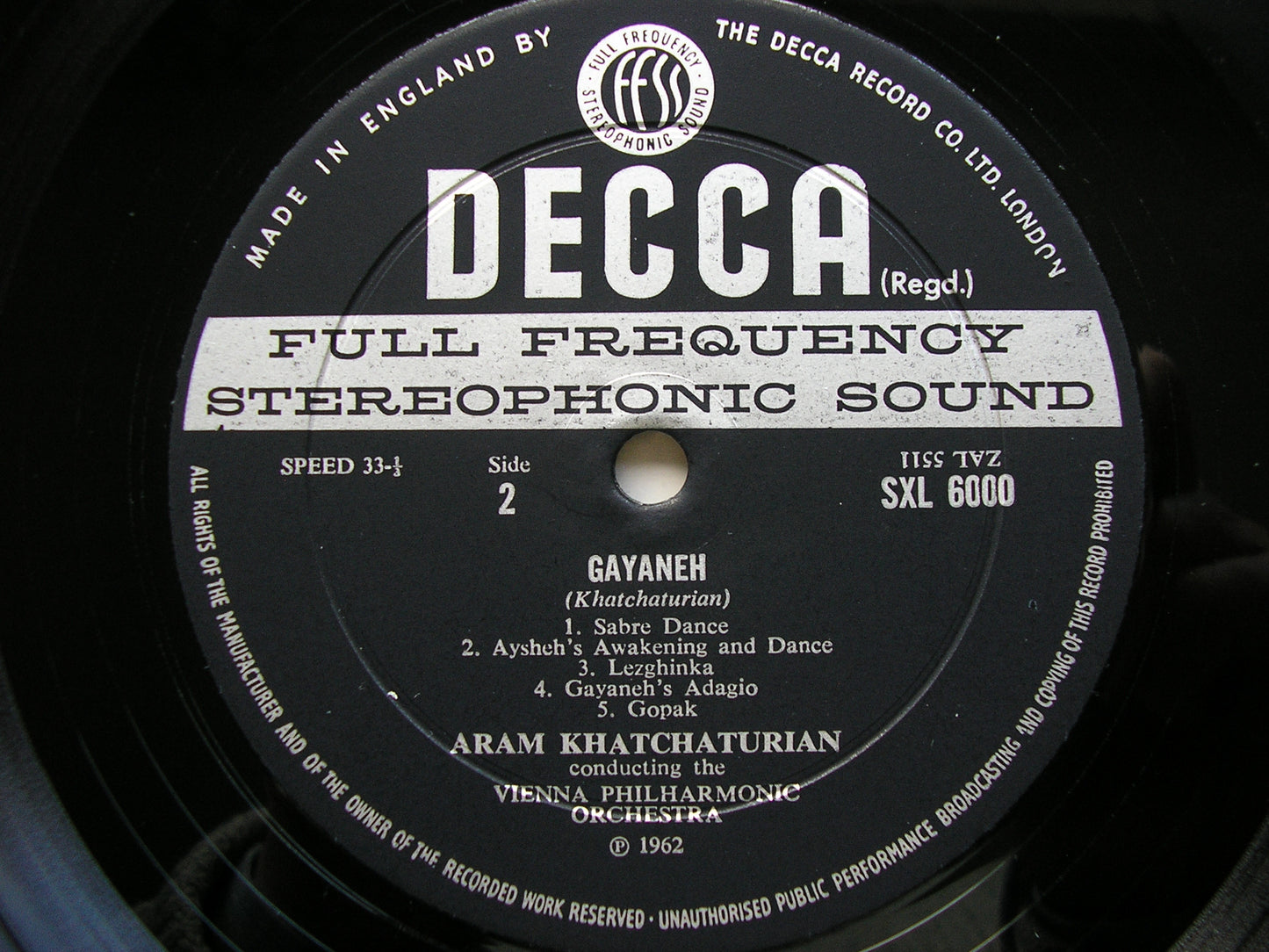 KHACHATURIAN: SPARTACUS / GAYANEH    ARAM KHACHATURIAN / VIENNA PHILHARMONIC   SXL 6000