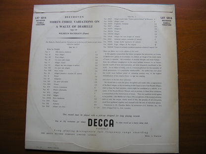 BEETHOVEN: DIABELLI VARIATIONS     WILHELM BACKHAUS    LXT 5016