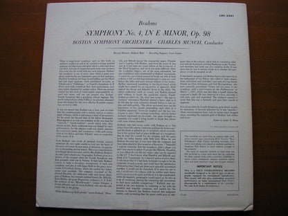 BRAHMS: SYMPHONY No. 4    CHARLES MUNCH / BOSTON SYMPHONY   LSC 2297