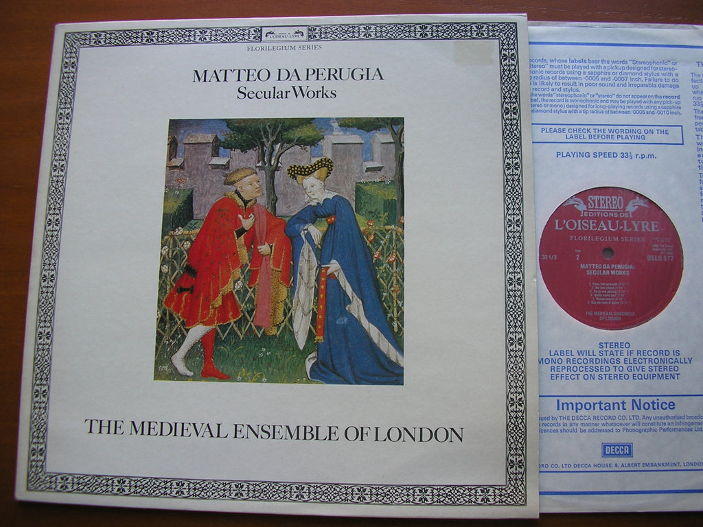 MATTEO DA PERUGIA: SECULAR WORKS THE MEDIEVAL ENSEMBLE OF LONDON DSLO ...