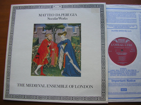 MATTEO DA PERUGIA: SECULAR WORKS THE MEDIEVAL ENSEMBLE OF LONDON DSLO 577