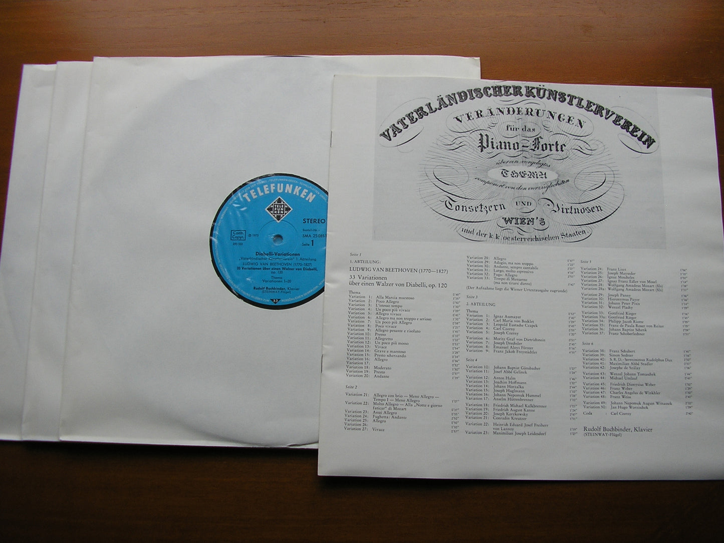 THE COMPLETE DIABELLI VARIATIONS: BEETHOVEN / LISZT / CZERNY / HUMMEL / SCHUBERT / ET AL     RUDOLF BUCHBINDER   3 LP    SMA  25081 - 3