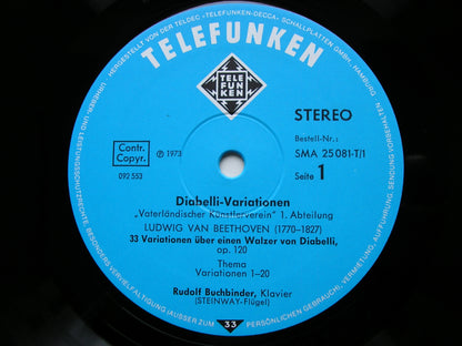 THE COMPLETE DIABELLI VARIATIONS: BEETHOVEN / LISZT / CZERNY / HUMMEL / SCHUBERT / ET AL     RUDOLF BUCHBINDER   3 LP    SMA  25081 - 3