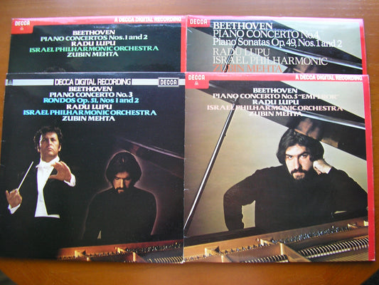 BEETHOVEN: THE PIANO CONCERTOS    RADU LUPU / ISRAEL PHILHARMONIC / MEHTA    4 LP SET
