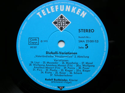 THE COMPLETE DIABELLI VARIATIONS: BEETHOVEN / LISZT / CZERNY / HUMMEL / SCHUBERT / ET AL     RUDOLF BUCHBINDER   3 LP    SMA  25081 - 3