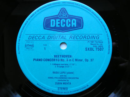 BEETHOVEN: THE PIANO CONCERTOS    RADU LUPU / ISRAEL PHILHARMONIC / MEHTA    4 LP SET