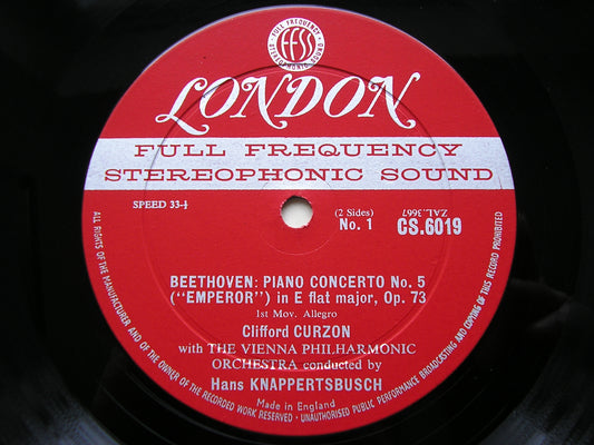 BEETHOVEN: PIANO CONCERTO No. 5     CURZON / VIENNA PHILHARMONIC / KNAPPERTSBUSCH     CS 6019
