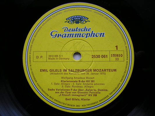 MOZART: PIANO SONATAS K281 & K310 / FANTASIE K397 / VARIATIONS K398    EMIL GILELS   2530 061