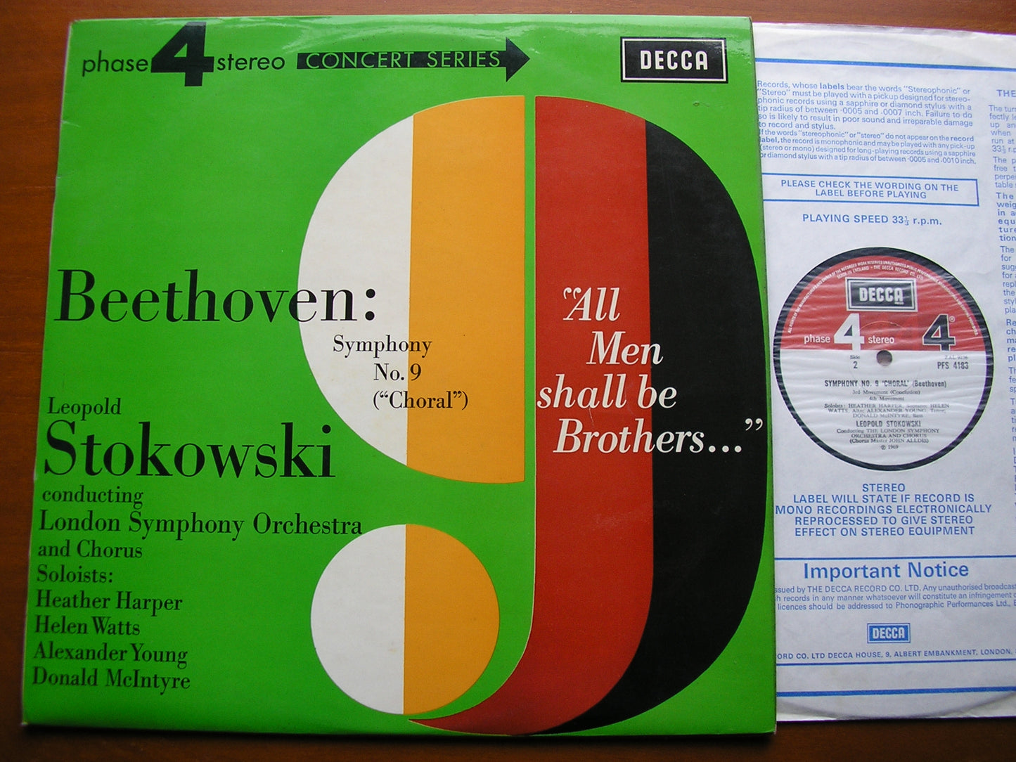BEETHOVEN: SYMPHONY No. 9    SOLOISTS / LONDON SYMPHONY / LEOPOLD STOKOWSKI   PFS 4183