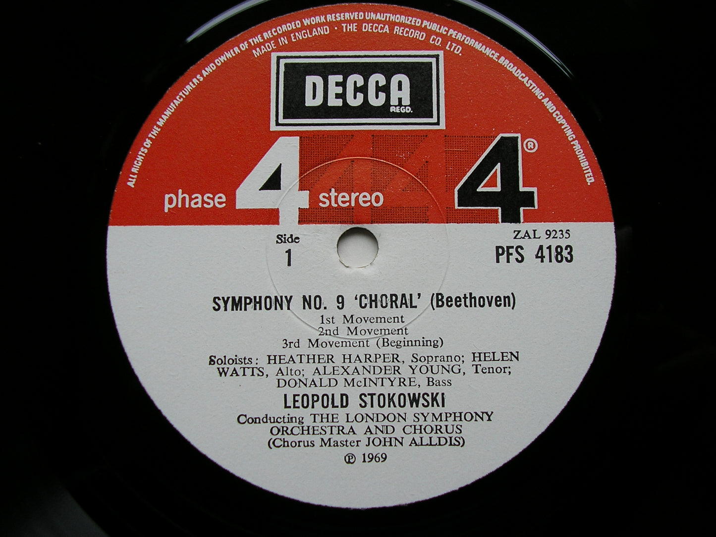 BEETHOVEN: SYMPHONY No. 9    SOLOISTS / LONDON SYMPHONY / LEOPOLD STOKOWSKI   PFS 4183
