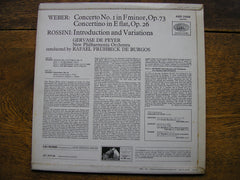 WEBER: CLARINET CONCERTO No. 1 / CONCERTINO / ROSSINI: THEME & VARIATIONS    DE PEYER / DE BURGOS / NEW PHILHARMONIA   ASD 2455