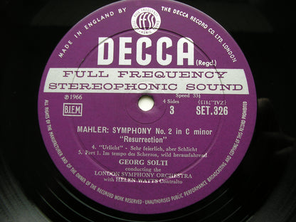 MAHLER: SYMPHONY No. 2 'Resurrection'    HARPER / WATTS / LONDON SYMPHONY ORCHESTRA / SOLTI     SET 325 - 6
