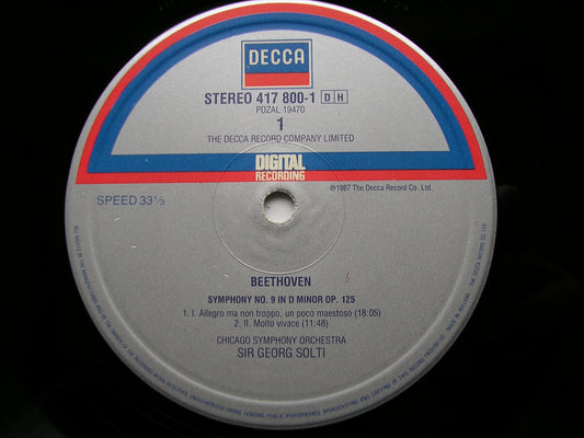 BEETHOVEN: SYMPHONY No. 9   SOLOISTS / CHICAGO SYMPHONY / SOLTI   417 800