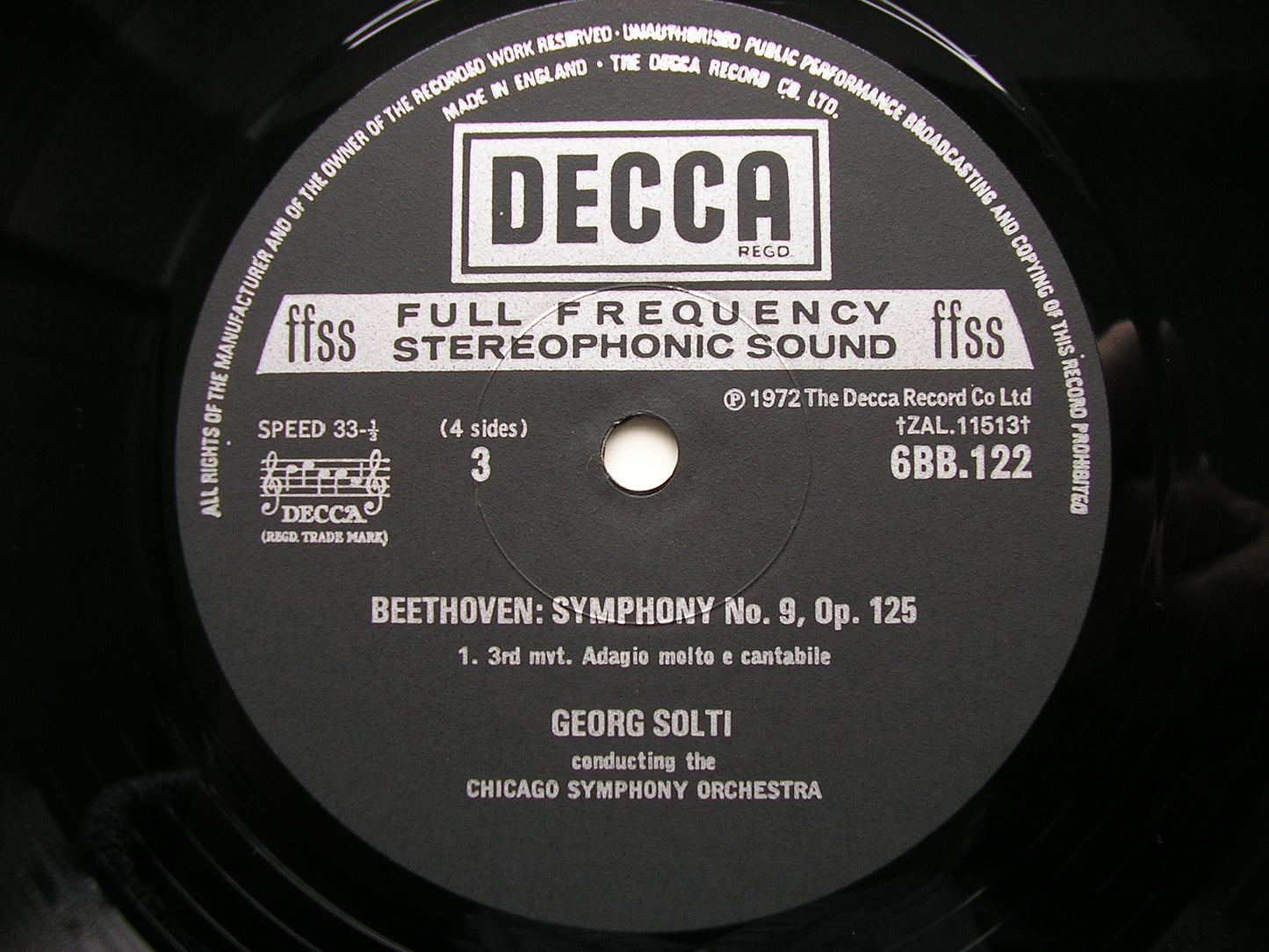 BEETHOVEN: SYMPHONY No. 9    SOLOISTS / CHICAGO SYMPHONY / SOLTI   6BB 121-2