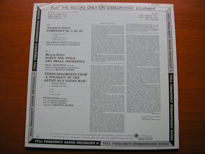 SEARLE: SYMPHONY No. 1 / SEIBER: ELEGY / THREE FRAGMENTS   ARONOWITZ / PEARS / LONDON PHILHARMONIC / BOULT    CS 6196