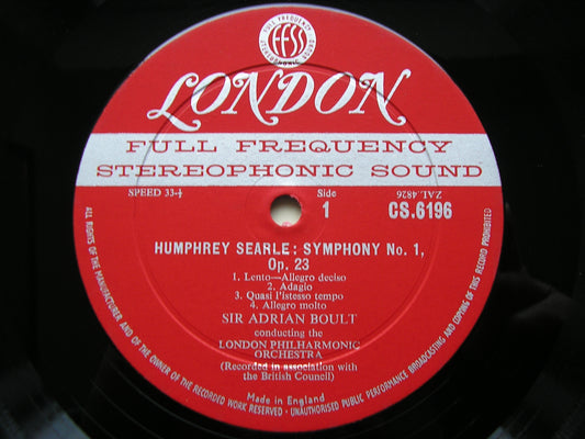 SEARLE: SYMPHONY No. 1 / SEIBER: ELEGY / THREE FRAGMENTS   ARONOWITZ / PEARS / LONDON PHILHARMONIC / BOULT    CS 6196