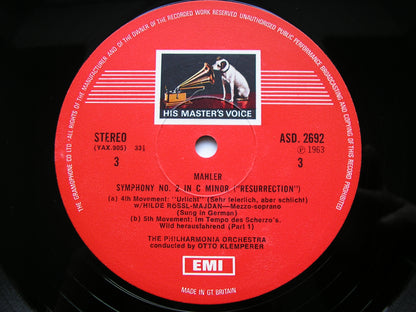 MAHLER: SYMPHONY No. 2 'Resurrection'   SOLOISTS / PHILHARMONIA ORCHESTRA / KLEMPERER    SLS 806