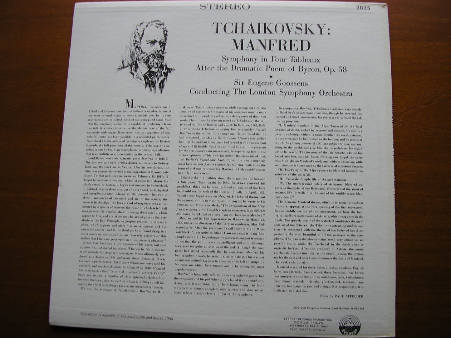 TCHAIKOVSKY: MANFRED   GOOSSENS / LONDON SYMPHONY    SDBR 3035