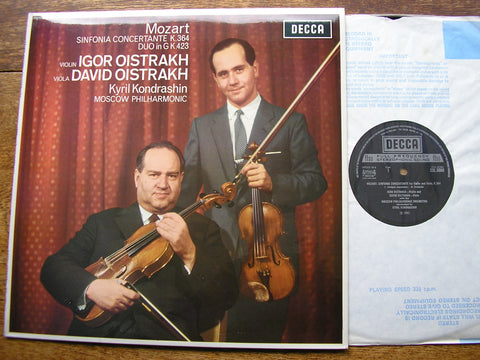 MOZART: SINFONIA CONCERTANTE K364  DAVID & IGOR OISTRAKH / MPO / KONDRASHIN   SXL 6088