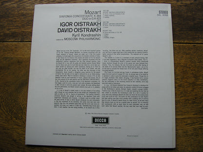 MOZART: SINFONIA CONCERTANTE K364  DAVID & IGOR OISTRAKH / MPO / KONDRASHIN   SXL 6088