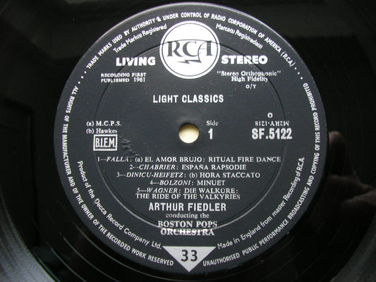 LIGHT CLASSICS: FALLA / CHABRIER / NICOLAI / WAGNER / KETELBEY / MENDELSSOHN       FIEDLER / BOSTON POPS     SF 5122