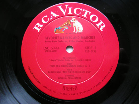 FAVORITE DANCES & MARCHES: TCHAIKOVSKY / ELGAR / KHACHATURIAN / FALLA / COPLAND / GINASTERA        FIEDLER / BOSTON POPS   LSC 2744