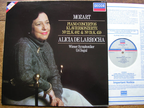 MOZART: PIANO CONCERTOS Nos. 19 & 22  DE LARROCHA / VIENNA SYMPHONY / SEGAL   SXDL 7566