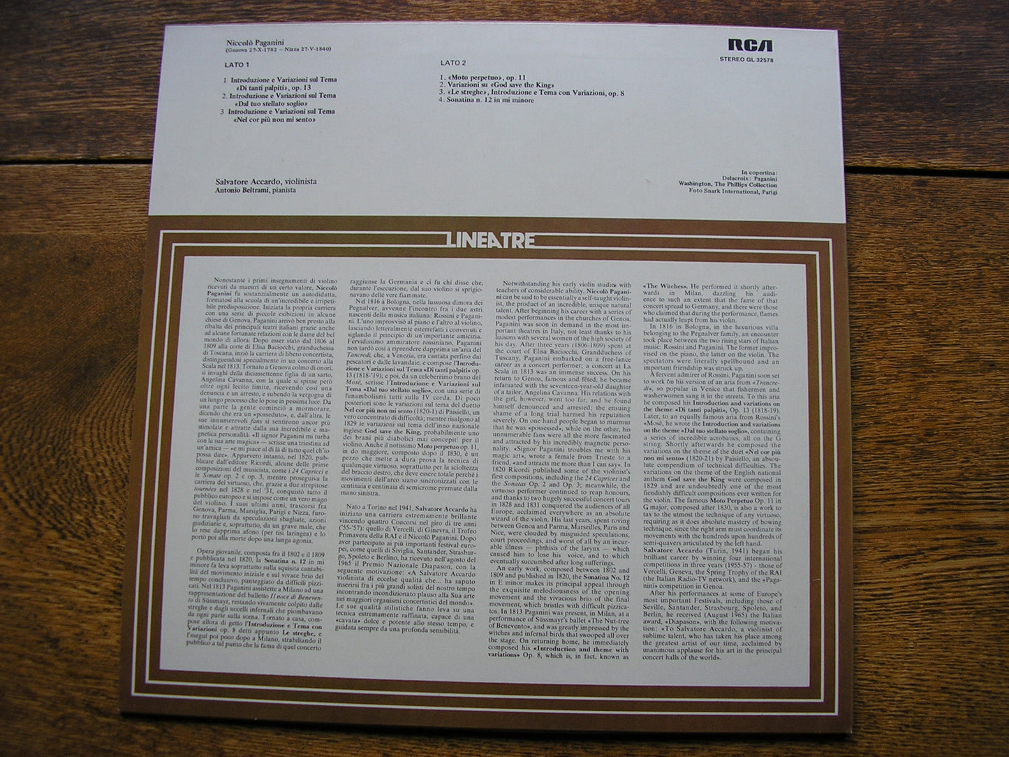 PAGANINI: VIRTUOSO SHOWPIECES FOR VIOLIN    ACCARDO / BELTRAMI    GL 32578