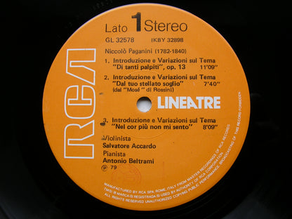 PAGANINI: VIRTUOSO SHOWPIECES FOR VIOLIN    ACCARDO / BELTRAMI    GL 32578