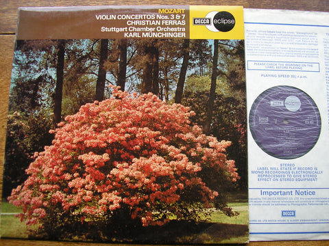 MOZART: VIOLIN CONCERTOS Nos. 3 & 7    FERRAS / STUTTGART CHAMBER ORCHESTRA / MUNCHINGER   ECS  697