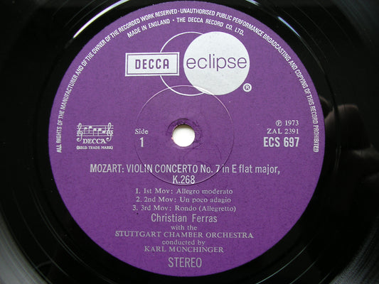 MOZART: VIOLIN CONCERTOS Nos. 3 & 7    FERRAS / STUTTGART CHAMBER ORCHESTRA / MUNCHINGER   ECS  697