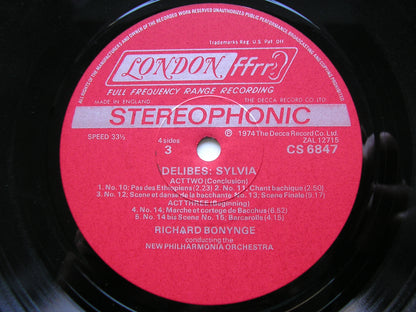 DELIBES: SYLVIA     BONYNGE / NEW PHILHARMONIA  2 LP   CSA 2236