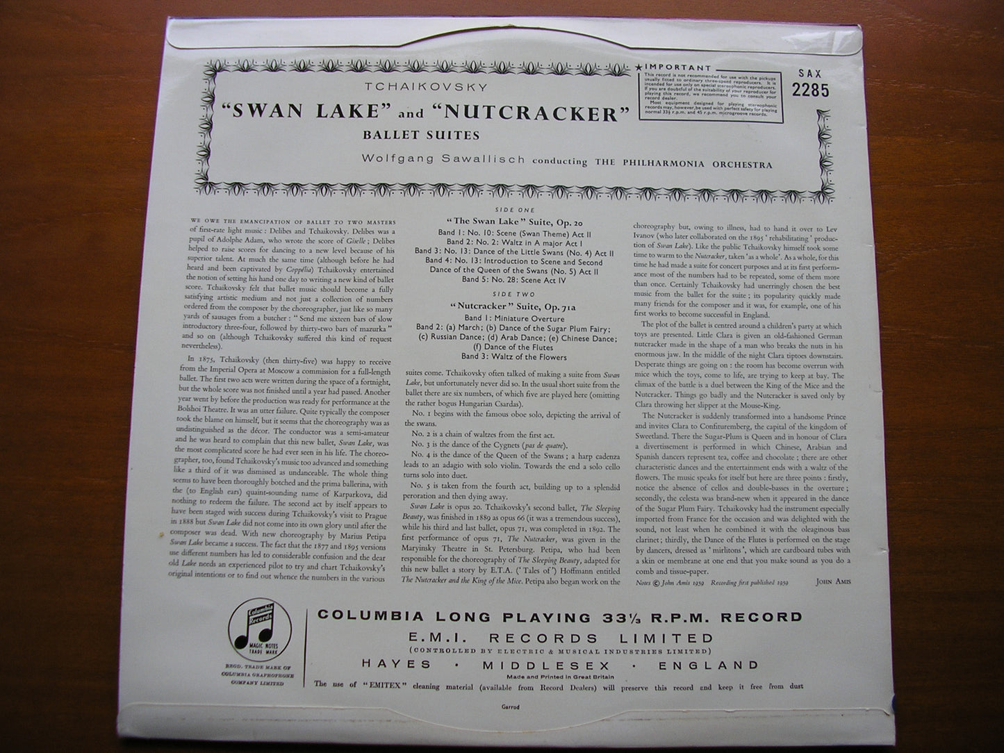 TCHAIKOVSKY: SWAN LAKE Suite / NUTCRACKER Suite     SAWALLISCH / PHILHARMONIA    SAX 2285