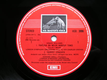 GRACE WILLIAMS: ORCHESTRAL WORKS   SOLOISTS / LONDON SYMPHONY / GROVES    ASD 3006