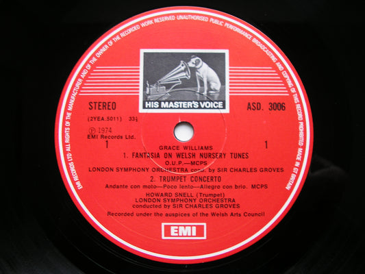 GRACE WILLIAMS: ORCHESTRAL WORKS   SOLOISTS / LONDON SYMPHONY / GROVES    ASD 3006