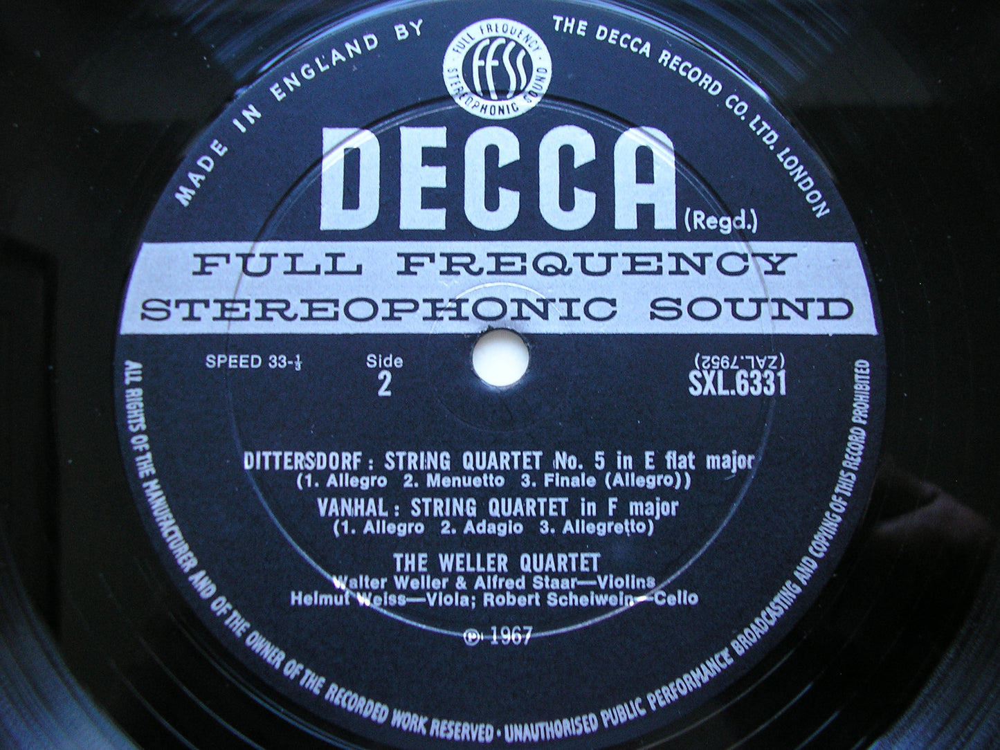 MOZART'S QUARTET PARTY: DITTERSDORF / HAYDN / VANHAL / MOZART    THE WELLER QUARTET    SXL 6331