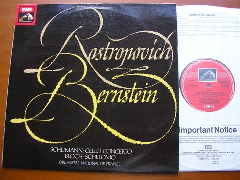 SCHUMANN: CELLO CONCERTO / BLOCH: SCHELOMO    ROSTROPOVICH / FRENCH NATIONAL ORCHESTRA / BERNSTEIN   ASD 3334