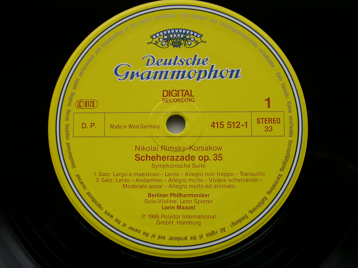 RIMSKY-KORSAKOV: SCHEHERAZADE    MAZEL / BERLIN PHILHARMONIC   415 512