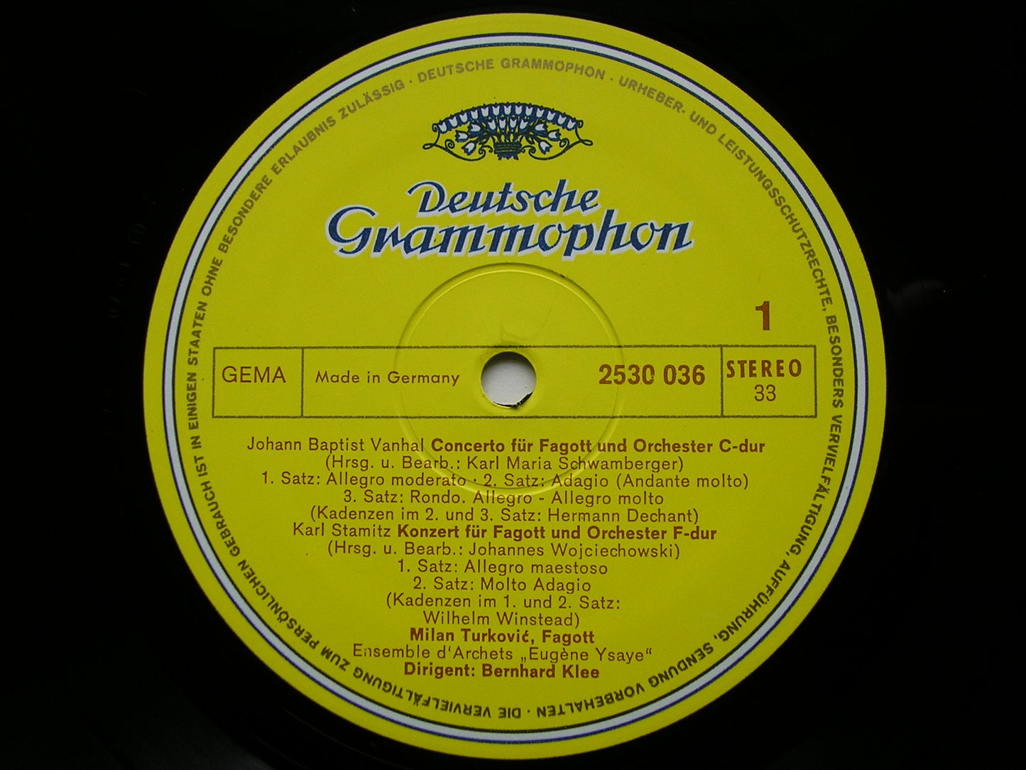BASSOON CONCERTOS: VANHAL / STAMITZ / MUTHEL     TURKOVIC / YSAYE STRING ENSEMBLE / KLEE    2530 036