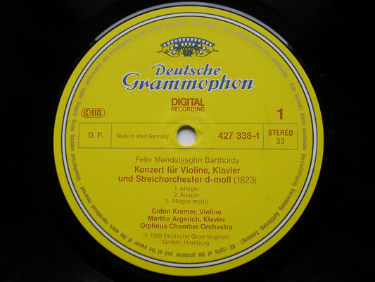 MENDELSSOHN: CONCERTO FOR VIOLIN & PIANO / VIOLIN CONCERTO    KREMER / ARGERICH / ORPHEUS CHAMBER ORCHESTRA   427 338