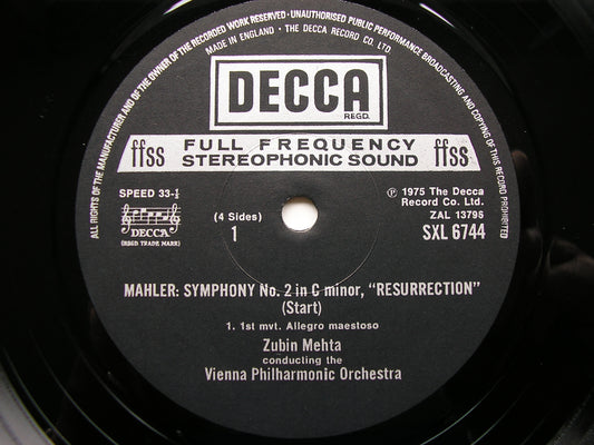 MAHLER: SYMPHONY No. 2 'Resurrection' SOLOISTS / VPO / ZUBIN MEHTA SXL 6744-5