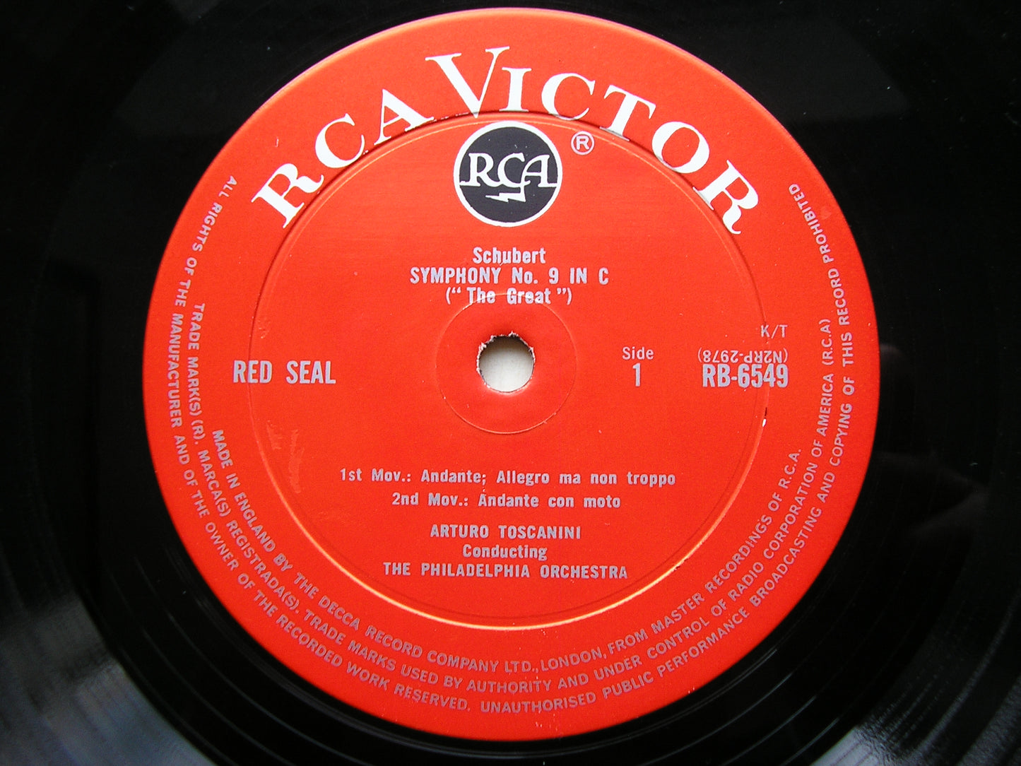 SCHUBERT: SYMPHONY No. 9 'The Great C Major'    TOSCANINI / PHILADELPHIA ORCHESTRA          RB 6549