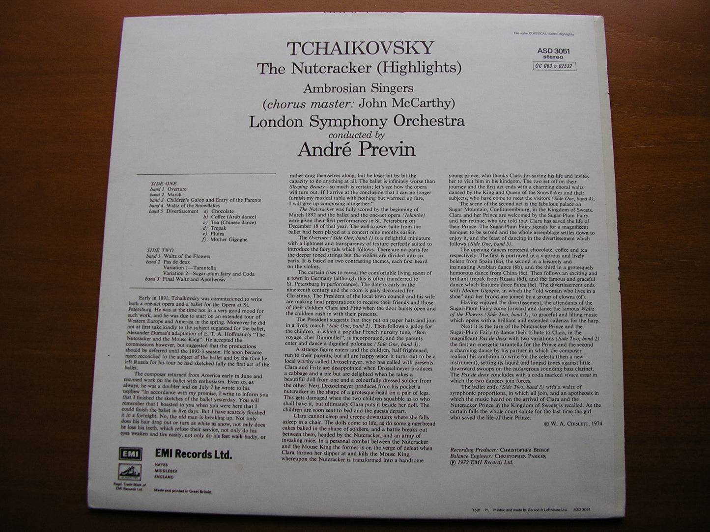 TCHAIKOVSKY: THE NUTCRACKER Highlights     PREVIN / LONDON SYMPHONY    ASD 3051